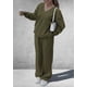 thumbnail image 3 of Conjunto de Chándal para Mujer PRETTYGARDEN Cuello en V Pantalones Holgados Verde Militar XXL, 3 of 6