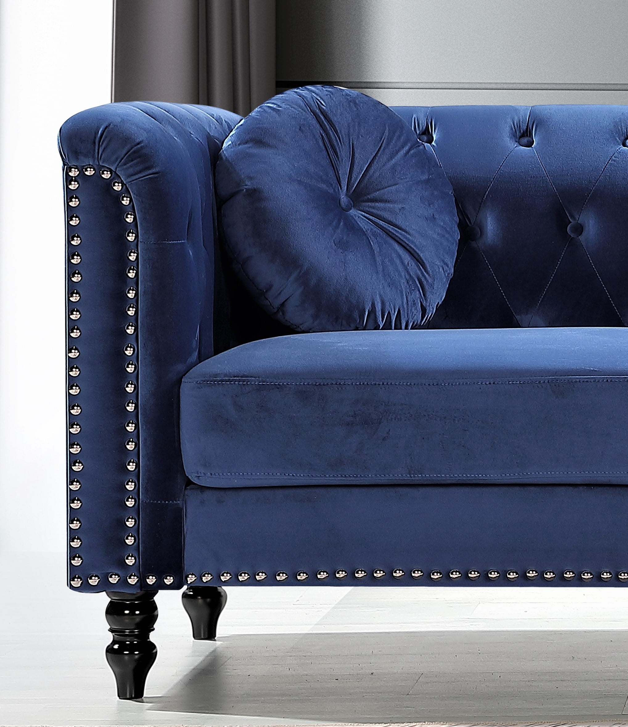 Uspridefurniture Aathish 65'' Velvet Rolled Arm Loveseat -Blue