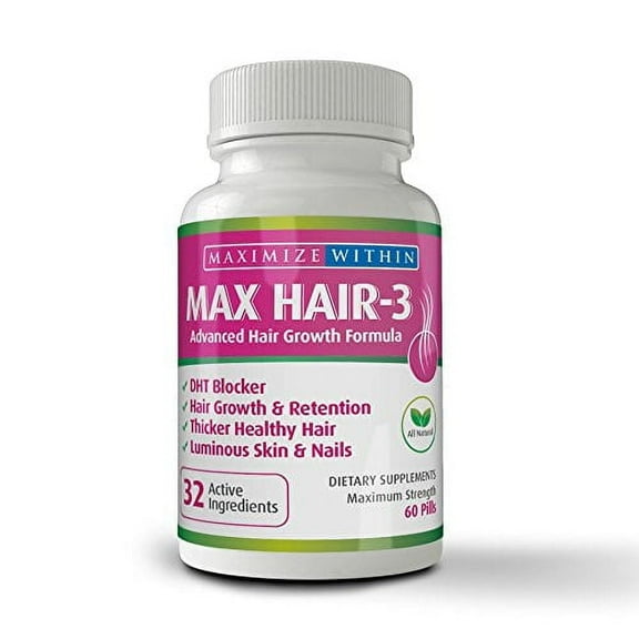 Maximize Within Max Hair-3 Advanced Hair Growth Formula,for Longer, Stronger, Healthier Hair-Scientifically Formulated with Biotin, Keratin, Bamboo for Beautiful Hair, Glowing Skin and Strong Nai