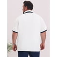 thumbnail image 3 of DARING DIVA Men's Big Tall Contrast Color Short Sleeve Button Down Polo XL White, 3 of 7