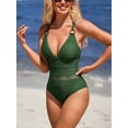 thumbnail image 3 of Charmo V Neck One Piece Swimsuit for Womens Crochet Mesh Cut Out Bathing Suit, 3 of 5