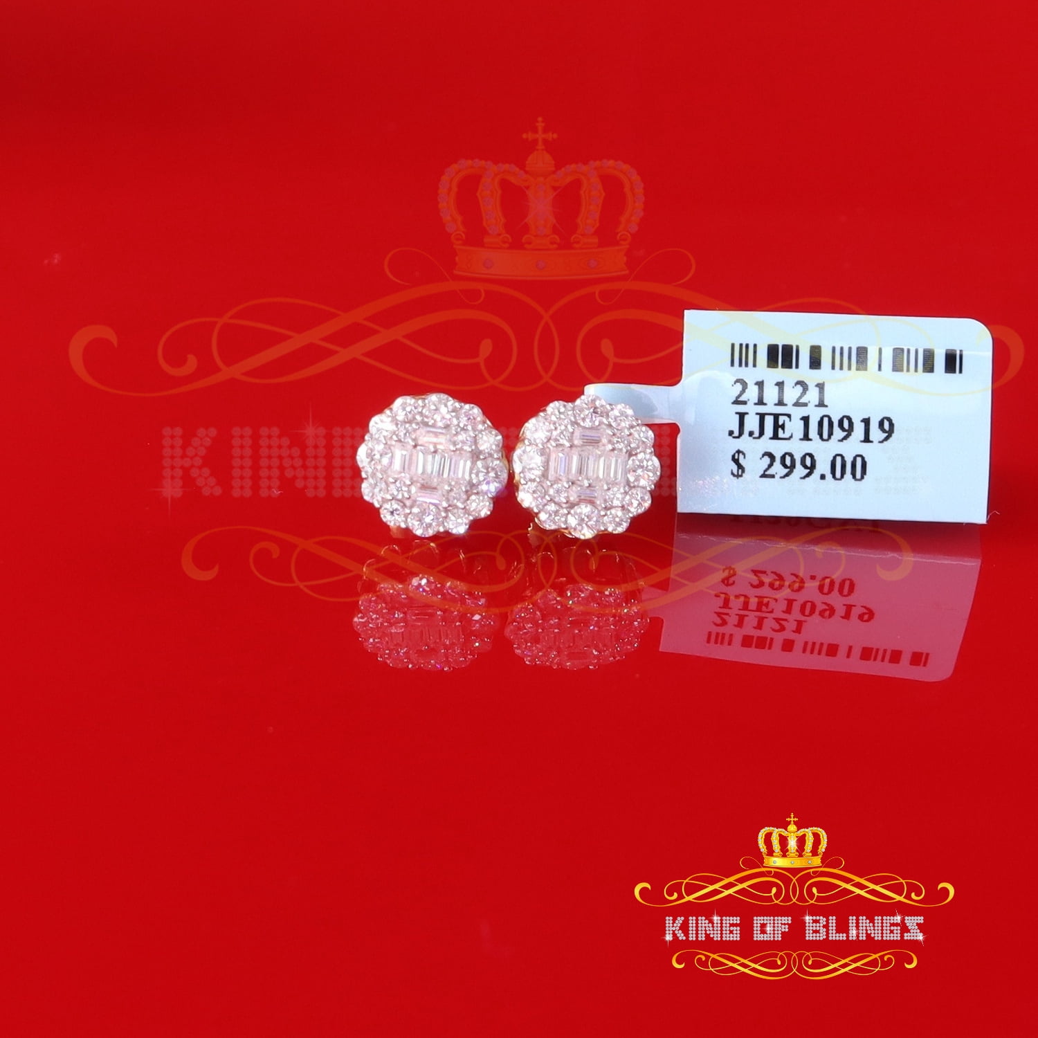 King of Bling's Men's/Womens 925 Silver Yellow 1.00ct VVS 'D' Moissanite Round Stud Earrings