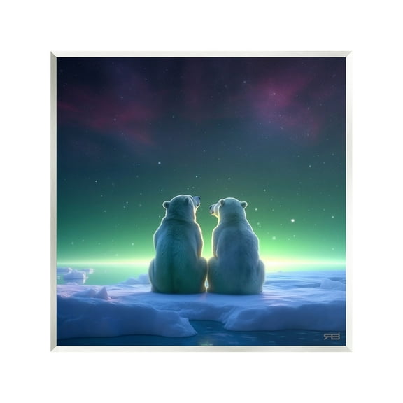 Stupell Industries Polar Bears & Northern Lights Animals & Insects Painting Unframed Art Print Wall Art, 12 x 12