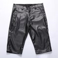 thumbnail image 4 of Zylarhe Men's Pants, Men's Leather Pants Motorcycle Fashion Solid Color Casual Men's Short Leather Pants Pants for Men Slim Fit Black 34, 4 of 9