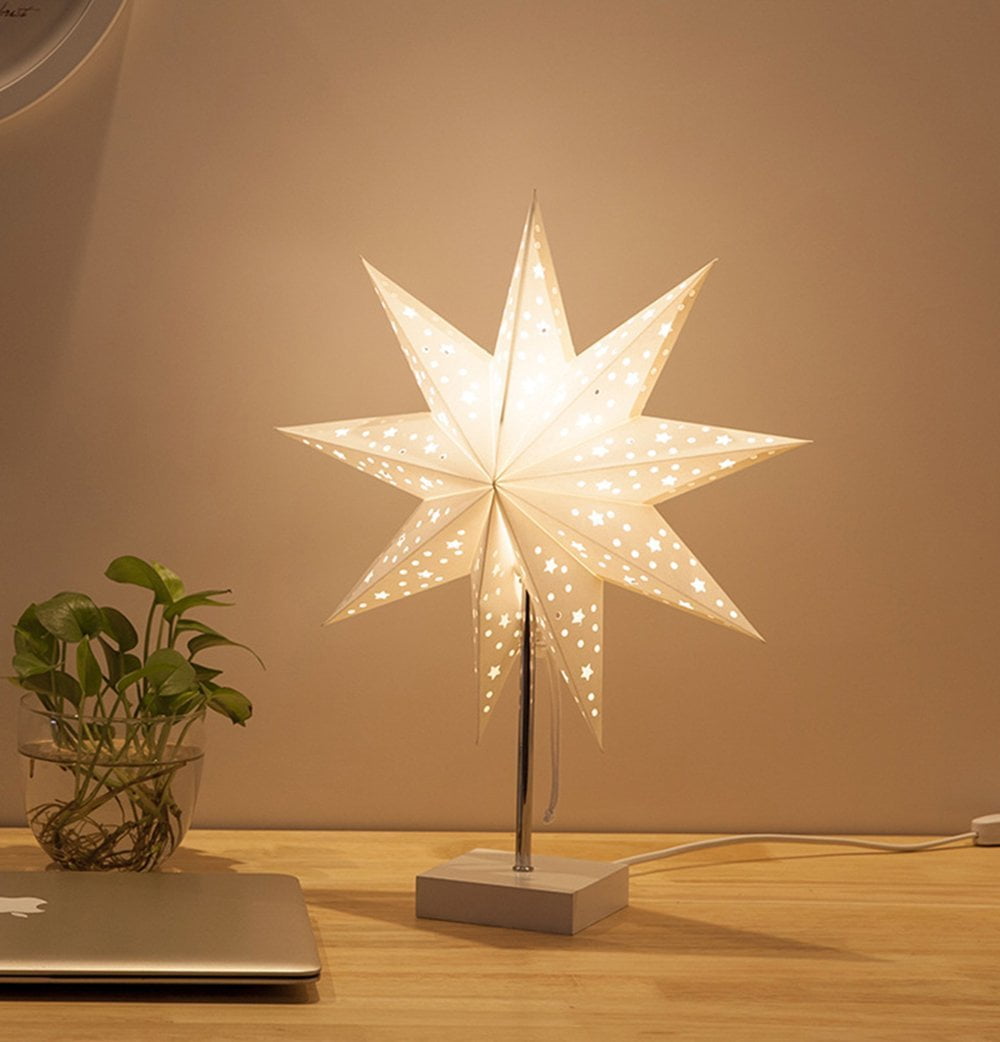 Led Desk Lamp Table Light Paper Star Wood Lamp,Dayup