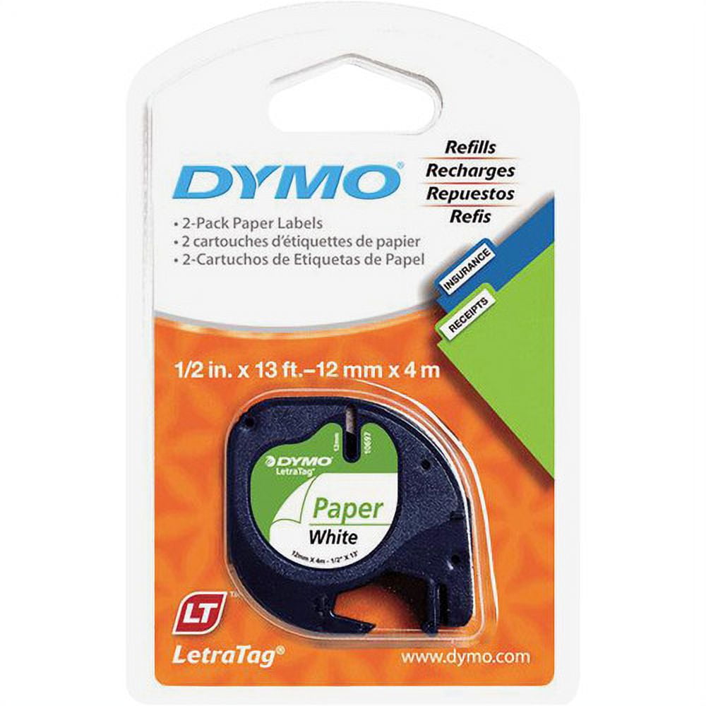Dymo LetraTag Electronic Labelmaker Tape 1/2 Width x 13 ft Length