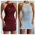 thumbnail image 4 of Elegant Sequined Sleeveless Neck Dress Bodycon Dress Shimmering Embellishments For Cocktail And Party, 4 of 8