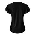 thumbnail image 5 of OSOLU Solid Color Women Tops Ruffle Short Sleeve Summer Casual V-Neck Loose Shirts Comfort Dailywear, 5 of 6