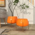 thumbnail image 3 of DecMode Modern Metal Dome Shape with X Base Stand Planter, Set of 2 8", 10"H Features Glossy Orange Finish, 3 of 14