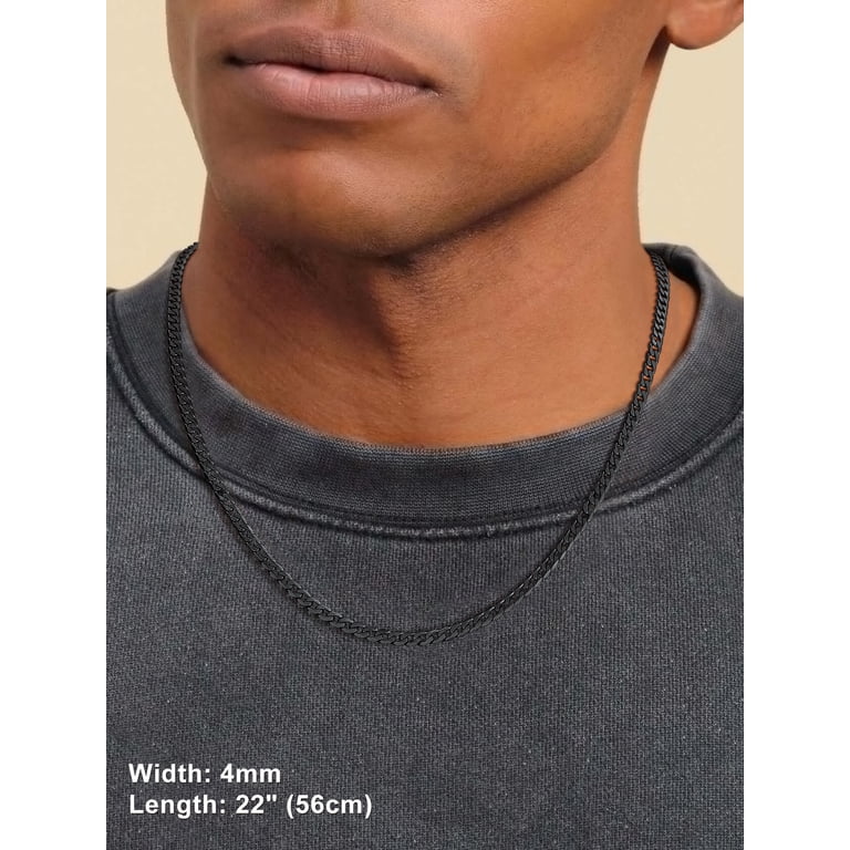 Suplight Black Cuban Link Chain Necklace, 18 Inches photo 3