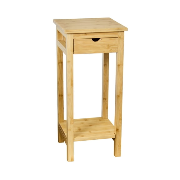 Eccostyle Bamboo Wood Grain Plant Stand with Drawer and Shelf in Natural