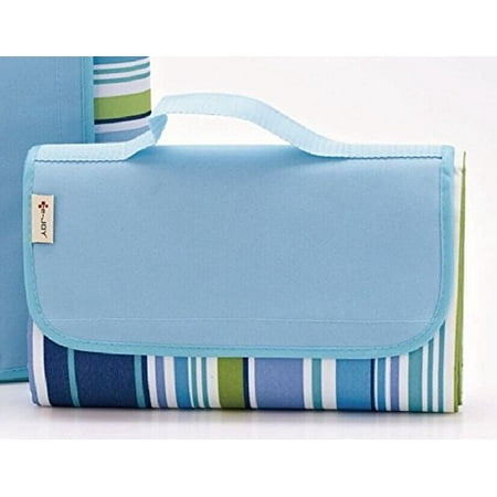 - Porpora Beach Picnic Blanket Mat, Water Resistant Top with Water and Stain Proof Bottom, Premium Blue Stripe
