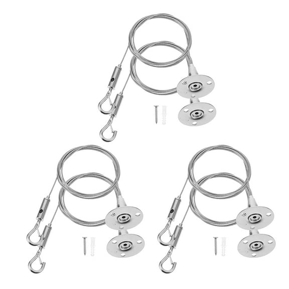 WORGEOUS 6pcs Adjustable Hanging Wire With Hook For Picture Light Mirror Furniture Suspension Stainless Steel Cable For Secure Wall Ceiling Mounting