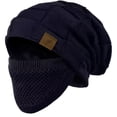 thumbnail image 3 of Lumtrix Beanie Hat For Men And Women Winter Warm Hats Knit Slouchy Thick Fleece Lined Skull Cap With Face Cover Black One Size, 3 of 5