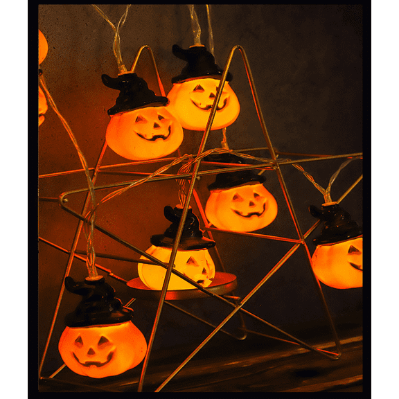 Pumpkin Decorative String Lights Holiday Ornament, 6.6' 10 Lights, Indoor & Outdoor Party String LED Pumpkin Festive Warm White, 2 Strips