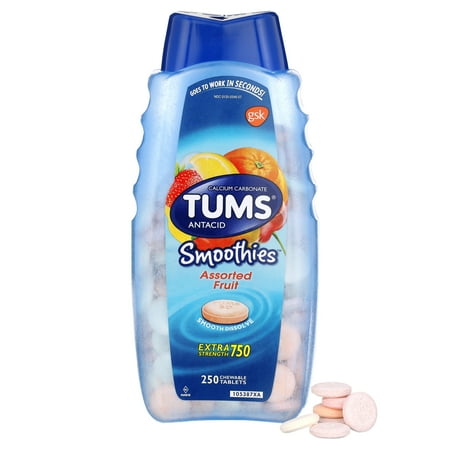 TUMS Antacid Extra Strength Smoothies 250 Chewable Tablets