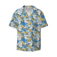 thumbnail image 2 of Lsque Flower and Sail Boat print Men's Cuban Collar Short Sleeve Shirt Summer Beachwear Casual Button Down Fashionable Vacation Leisure Shirt-3X-Large, 2 of 7