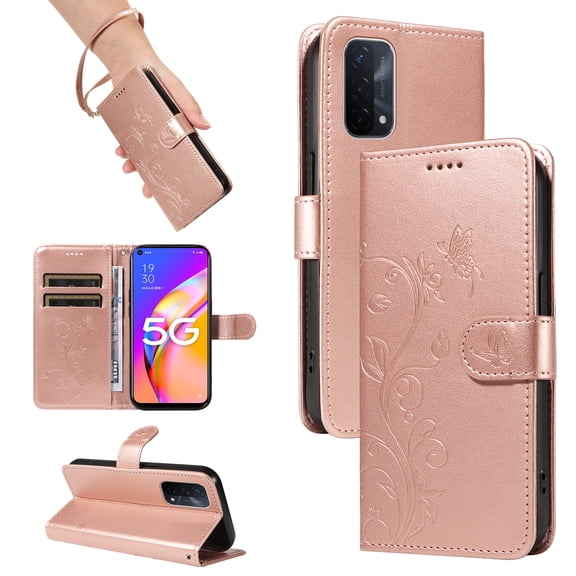 Wallet Case for Oppo A74 5G, PU Leather Card Slots with Kickstand Function Shockproof Cover for Oppo A74 5G