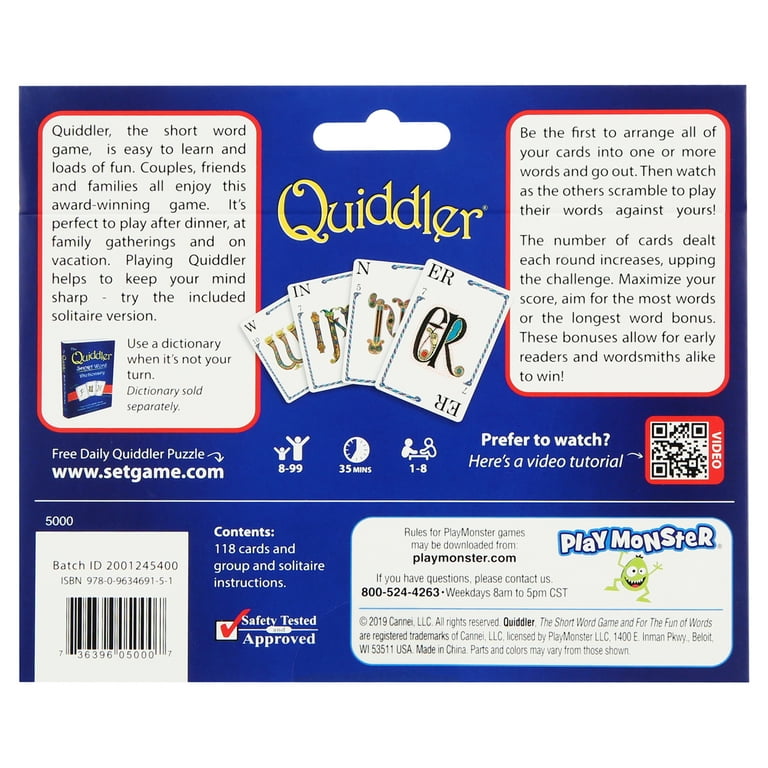 Set Quiddler Board Game - Fast-Paced Word Game for Ages 12 and Up