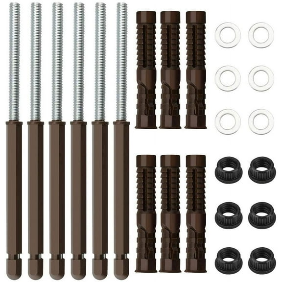 BUZIFU 6 Pack Floating Shelf Bracket,Concealed Shelf Support Brackets Heavy Duty Hidden Brackets Rod Wall Mounted Hardware Brace Shelving with Expansion Tube for DIY Decoration Shelves(10x100mm)