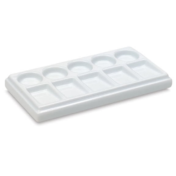 Richeson Rectangular Porcelain Palette - 3 3/4" x 3/4" x 7", 10 Wells, Rectangular