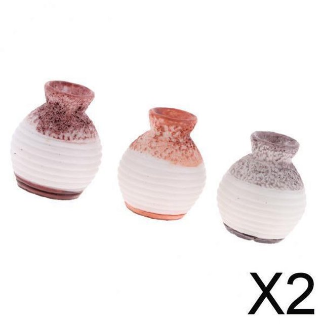 Juego de 3 Jarrones Chinos de Cerámica Hechos de Resina para Casa de Muñecas Hugo Miniatura 1/12