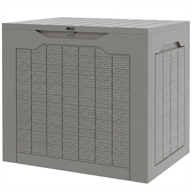 Coffre de Terrasse de 28 Gallons, Boîte de Rangement Extérieure en Résine avec Poignées, Contenant de Rangement Imperméable et Résistant aux UV