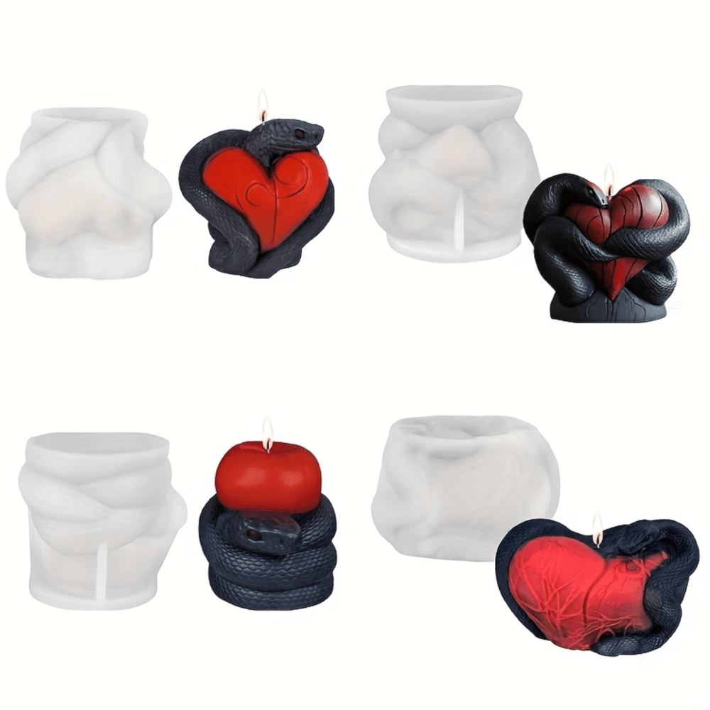 4Pcs Silicone Candle Molds, Resin Casting Molds for Epoxy Resin, Realistic Horror Atmosphere Snake-Shaped Molds for DIY Candle Clay Resin Halloween Home Decoration