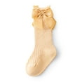 thumbnail image 1 of Chaussettes à Grand Nœud pour Enfants à la Maison, Filles, Princesse, Tout-Petits, Chaussettes Hautes Jusqu'aux Genoux, Ajourées, Bébé, Style Ananas Espagnol, Style Chaussette1 Jaune G(3-5T), 1 of 6