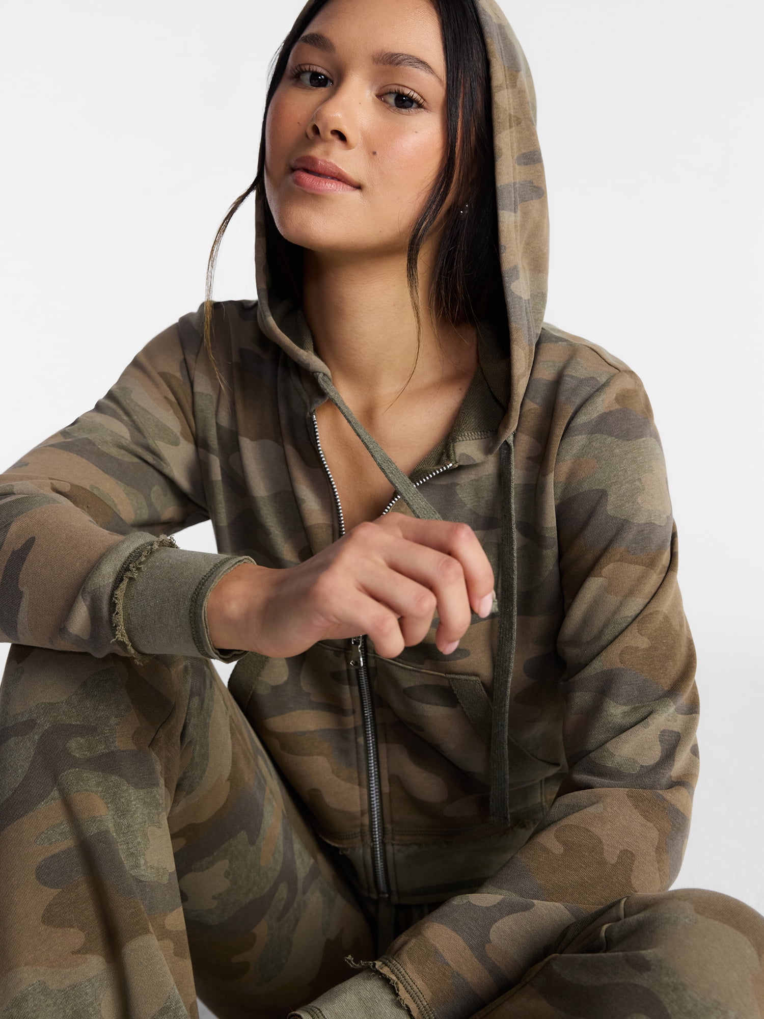 No Boundaries French Terry Zip-Up Hoodie Jacket, Women's Sizes XXS-XXL