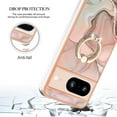 thumbnail image 5 of SaniMore for Google Pixel 7A Case, Marble Pattern 3 in 1 Heavy Duty Shockproof Full Body Hard PC+IMD Bumper Drop Protective Women Girls Cover Rotating Ring Bracket Stand for Google Pixel 7A, Gold, 5 of 10