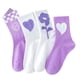 thumbnail image 5 of Calcetines morados de mujer de media caña, tendencia de las cuatro estaciones, Joker, primavera y otoño, calcetines largos blancos para mujer estudiante, 5 of 5