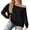 02-Black, variant on Womens Off Shoulder Tops Long Sleeve Casual Loose Fit Pullover Shirts Relaxed Fit Blouse Wine Red L
