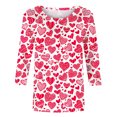 thumbnail image 4 of Penkiiy Chemises de la Saint-Valentin pour Femmes Manches 3/4 Col Rond Blouses Décontractées Imprimé Mignon Tuniques Tops 2025 2TG Multicolore, 4 of 5