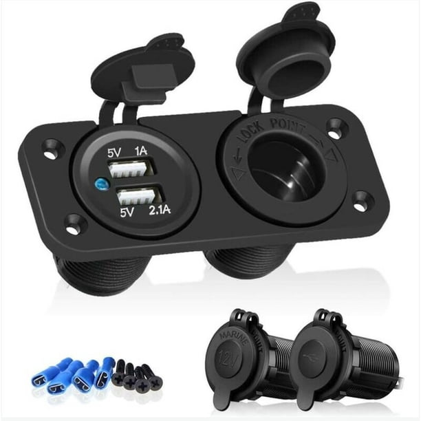 Toma de corriente para encendedor de cigarrillos de 12 V/24 V, adaptador de enchufe de cargador marino impermeable para coche marino, motocicleta, camión, ATV, RV, con fusible de barco, enchufe de encendedor de cigarrillos