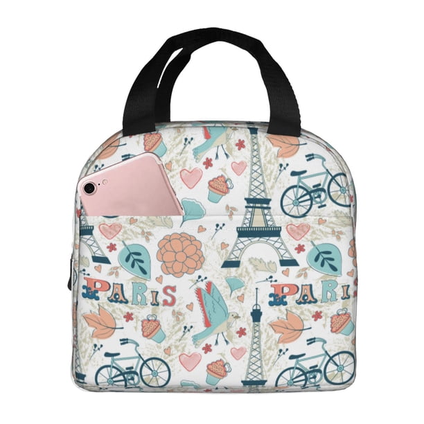Easygdp Eiffel Tower Bolsa Térmica Premium - Tela Oxford Impermeable, Gran Capacidad, Bolsillo Frontal, Unisex para Trabajo, Escuela, Actividades al Aire Libre y Picnics