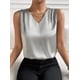 thumbnail image 1 of Xuyuer Women's Casual Fashion Solid Color V-Neck Satin Top, Chic Short Sleeve Blouse for Dinner Dates, Cocktail Parties and Spring Summer Evening Wear, 1 of 6