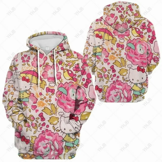 HelloKitty Mignon Chandail Imprimé pour Femmes Automne/hiver Mode Décontracté à Capuche LUHAN