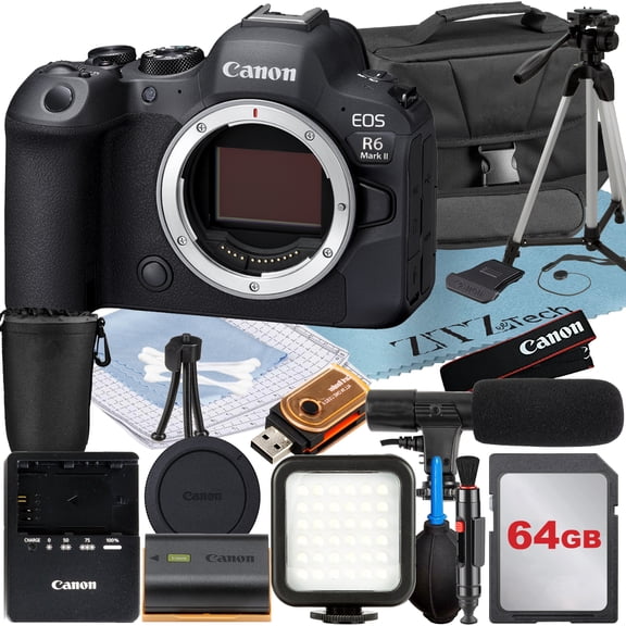 Canon EOS R6 II Mirrorless Camera (Body) with 64GB Memory Card   Case   LED Flash   ZeeTech Accessory Bundle (International Version)