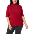 thumbnail image 1 of Anne Klein Womens Short Sleeve Pullover Sweater, Red, Plus Size, 1X, 1 of 1