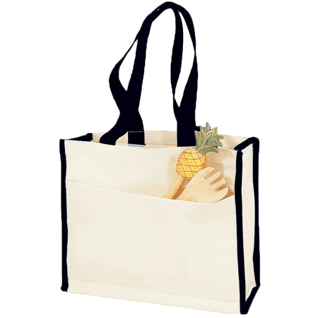 Black Cherry Tote - Heavy Canvas Tote Bag with Side Pockets