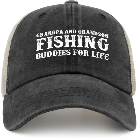 Grandpa and Grandson Fishing Buddies for Life Hat Trucker Hat Men Funny Mesh Cap for Summer