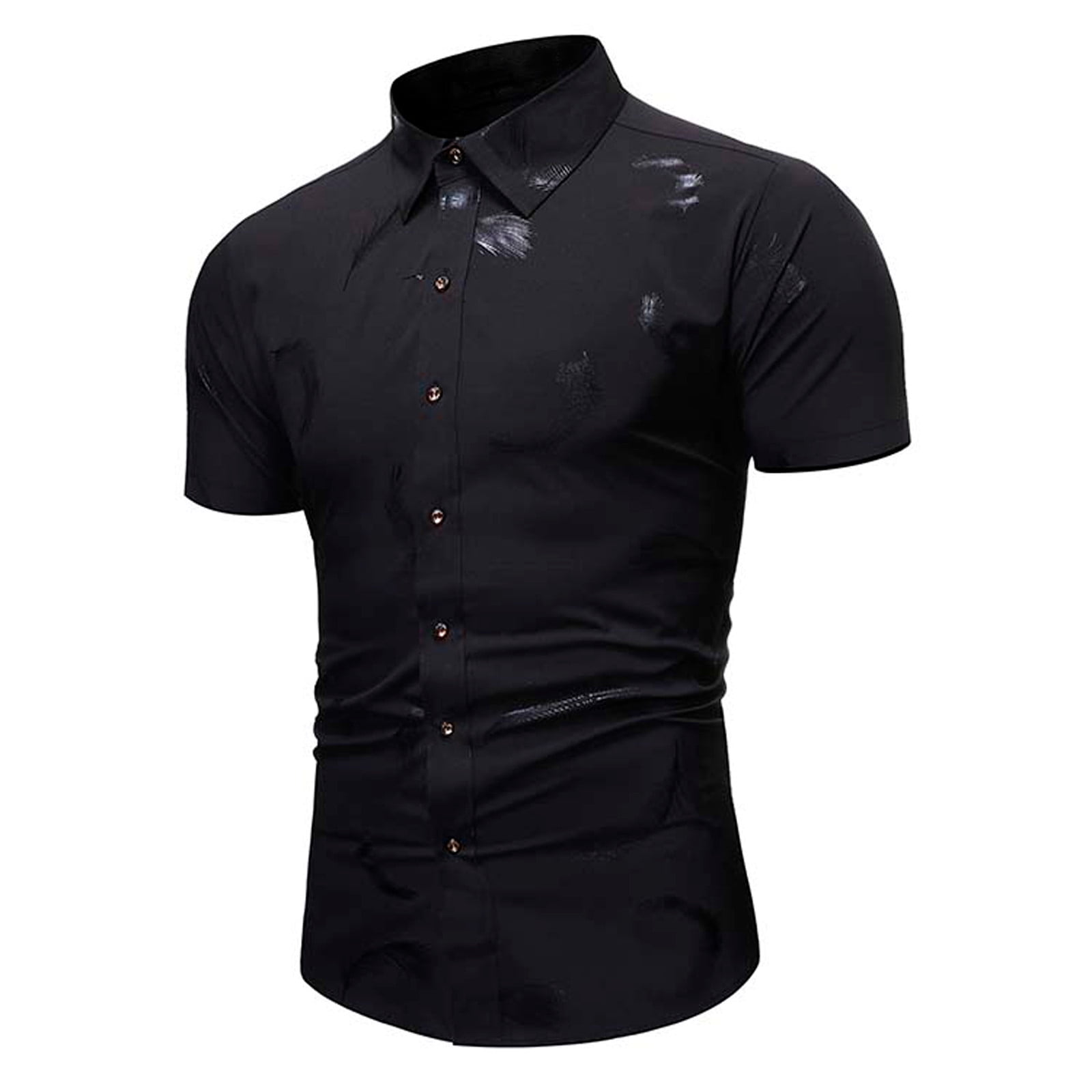 Mens black fitted short sleeve shirt best sale