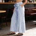 thumbnail image 5 of Lmueinov Women's Striped Wide Leg Pants Elastic High Waist Tie Knot Casual Flowy Palazzo Trousers with Side Pockets, S-3XL, 5 of 7