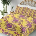 thumbnail image 3 of Ambesonne Emoji Art Fitted & Top Sheet Set with Shams, Funky Text Smiling Faces, Mustard Fuchsia and Red, 3 of 5