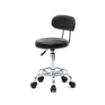 thumbnail image 5 of Hassch Rolling Swivel Stool with Backrest, Height-Adjustable PU Leather Armless Drafting Chair with Round Padded Seat and Chrome Plated Base, for Home Office Spa Studio Salon Shop (Black), 5 of 10