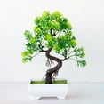 thumbnail image 2 of Artificial Bonsai Tree, Fake Cherry Blossom Flower Potted Plant, Faux Lifelike Desktop Tree with White Pot, Decorative Artificial Floral Bonsai for Home Office Living Room Desk Decor, 2 of 7