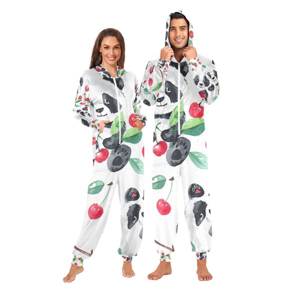 Panda Cherry Adult Unisex Onesie Pajamas Slim Fit One Piece Suit Pjs Sleepwear Pajama Jumpsuit