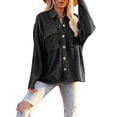 thumbnail image 3 of Oversized Baggy Cotton Linen Button Down T-Shirt Blouse Tops For Women Ladies Vintage Winter Thin Linen V-Neck Tunic Tops Basic Tee OL Office Work T-Shirt, 3 of 5