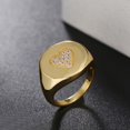 thumbnail image 4 of Chunky Gold Rings - Signet Sings para mujer, anillo de cúpula, anillo de declaración, anillo de acero inoxidable chapado en oro de 18 k, oro rosa Tamaño: 8 Feliz Sencillez, 4 of 4